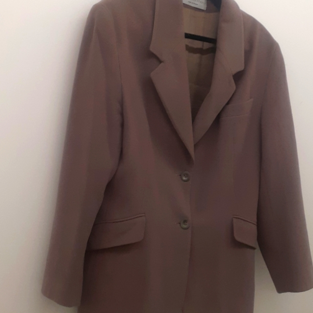 FRANCE Vtg Wool Cashmere Blazer DRESS 10 Cocoa Brown button